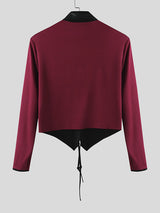 Men's Heart Cutout Knit Colorblock Long Sleeve T-Shirt SKUL30333