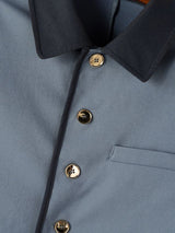 Men's Smart Chic Art Exhibition Contrast Collar Piped Trim Five-Button Cropped Jacket SKUL85504