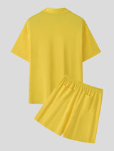 Mens Solid Color Short-Sleeve Two Pieces Outfit SKUL08491
