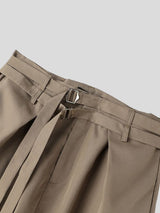 Men's Avant-Garde Double D-Ring Strap Pleated Maxi Wide-Leg Pant SKUL71389