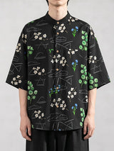 Men's Modern Neo-Chinese Landscape Floral Graphic Print Loose Batwing Sleeve Shirt SKUL73743