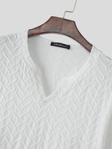 Men's Solid Color Textured Short Sleeve T-Shirt SKUL11913