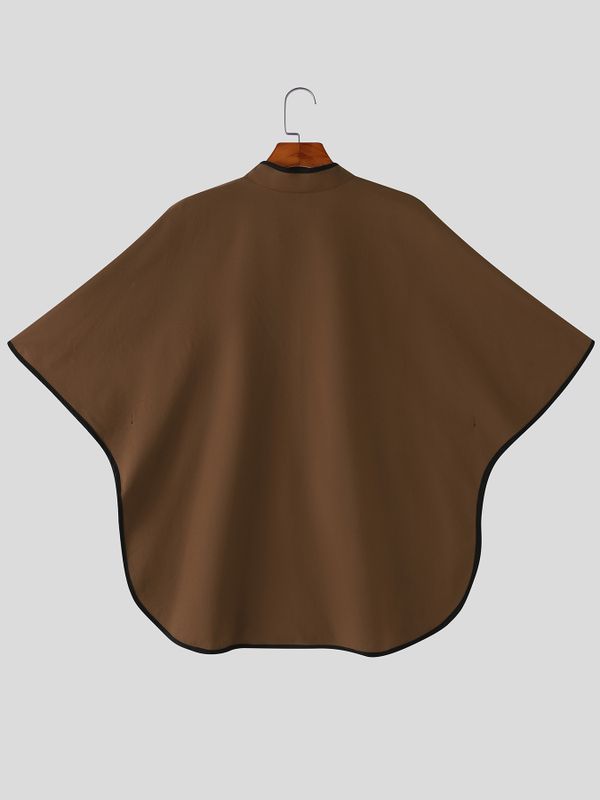 Men's Avant-Garde Resort Contrast Trim Front Pocket Half Sleeve Split Stand Collar Shirt SKUL79047