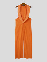 Mens Solid Color Hollow-Out U-Neck Jumpsuit SKUK98807