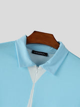 Mens Tie Print Knit Half-Zip Short Sleeve T-Shirt SKUL13638