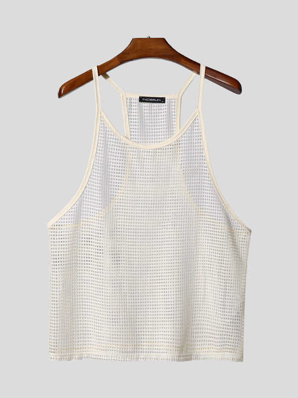 Mens Sheer Mesh Hollow-Out Casual Tank SKUL19806
