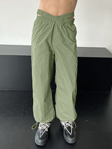 Mens Solid Cross Elastic Waist Drawcord Pants SKUK15245