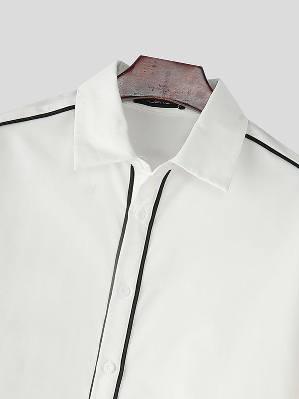 Men's Trendy Colorblock Loose Style Long Sleeve Shirt SKUL35310