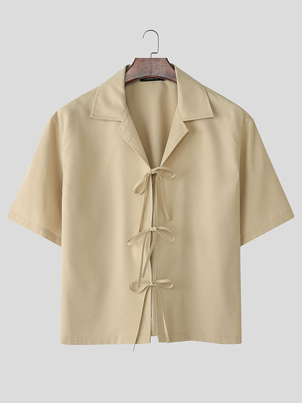 Mens Casual Drawstring Short Sleeve Shirt SKUL08520