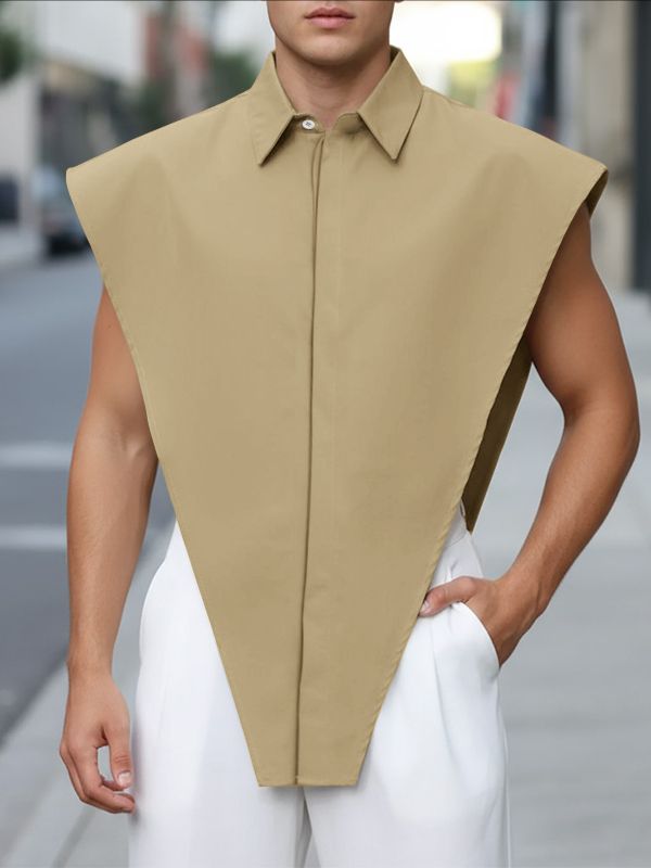 Men's Solid Color Inverted Triangle Sleeveless Shirt SKUL42636