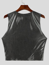Mens Shimmer Cropped V-Neck Sleeveless Tank SKUL03661