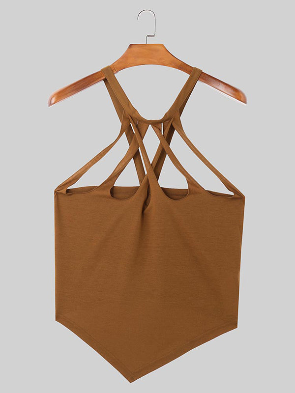 Mens Solid Color Cut-out Tank SKUL04441