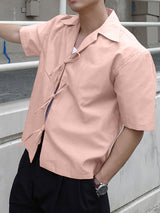 Mens Casual Drawstring Short Sleeve Shirt SKUL08520