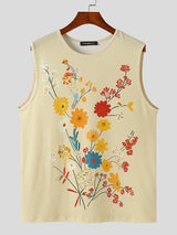 Mens Floral Crew Neck Sleeveless Tank SKUK64733