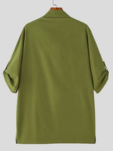 Men's Avant-Garde Draped Cowl Neck Longline T-shirt SKUL51078