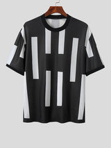 Mens Striped Crew Neck Short Sleeve T-Shirt SKUK35606