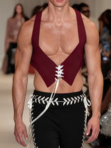 Men's Tie Contrast Color Street Style Waistcoat SKUL41263