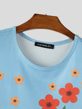 Mens Floral Print Knit Casual Tank SKUL15440