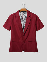 Men's Sheer Lace Patchwork Short Sleeve Blazer SKUL24600