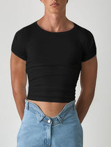 Men's Deconstructed Open Back Short Sleeve T-shirt SKUL50141