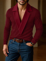 Men's Solid Color Knit Long Sleeve Sweater SKUL31942