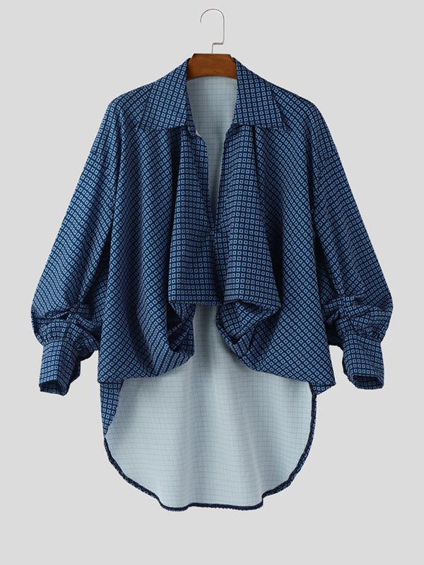 Men's Loose Fit Cropped Long Sleeve Shirt SKUL51987