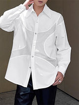 Mens Mesh Patchwork Sheer Long Sleeve Shirt SKUK83102