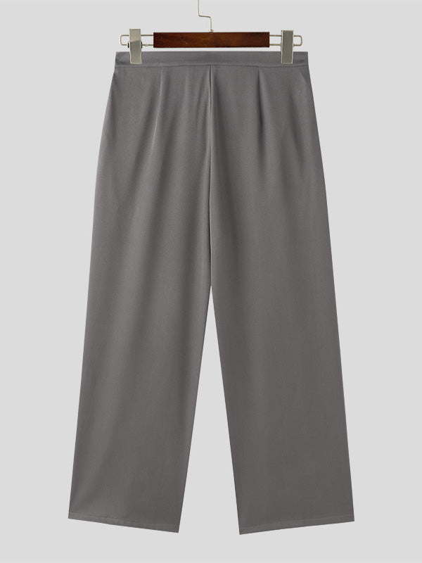 Mens Solid Color Loose Fit Wide Leg Pants SKUK64344