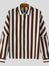 Men's Casual Striped Loose Long Sleeve Shirt SKUL35300