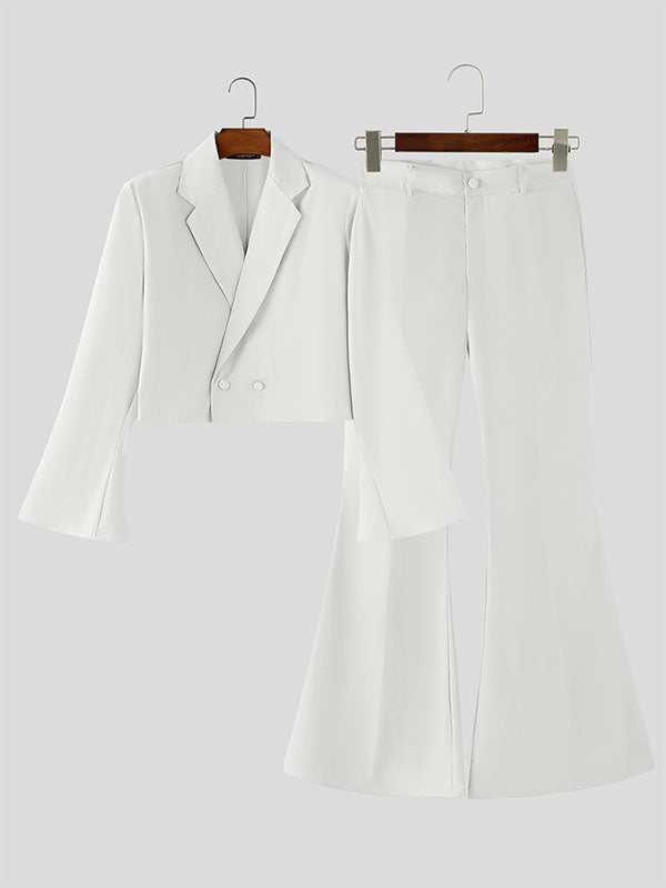 Men's Solid Color Flared Sleeve Two Pieces Outfit SKUL24595