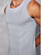 Mens Elastic Textured Striped Breathable Tank SKUK73691