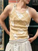 Men's Plaid Contrast Color Casual Tank SKUL42246