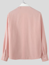 Men's Contrast Color Line Long Sleeve Shirt SKUL48853