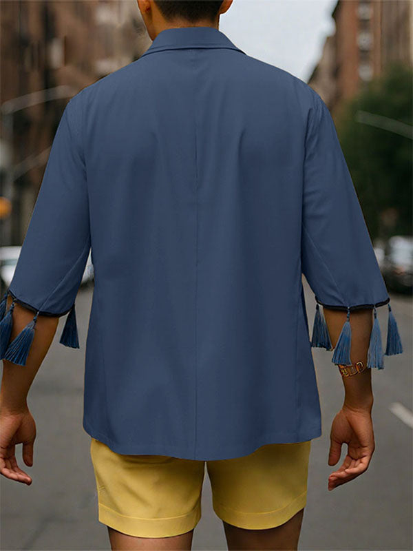 Men's Fringe Patchwork Short Sleeve Blazer SKUL22231