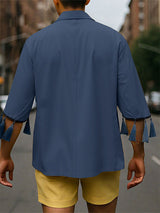 Men's Fringe Patchwork Short Sleeve Blazer SKUL22231