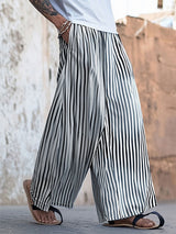 Mens Striped Wide-Leg Casual Pant SKUL10698