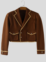 Men's Preppy Contrast Cropped Long Sleeve Jacket SKUL27422