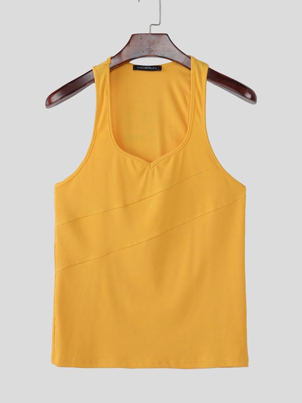 Men's Solid Color Textured Casual Tank SKUL54421