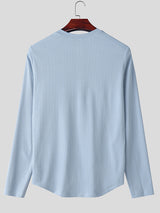 Mens Textured Half-Zip Long Sleeve T-Shirt SKUK99036