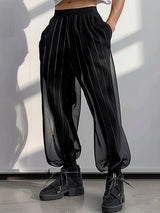 Mens Striped See Through Elastic Waist Pants SKUK62399