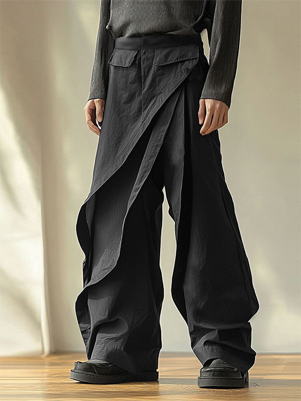 Mens Asymmetric Layered Design Straight-Leg Pant SKUK91161