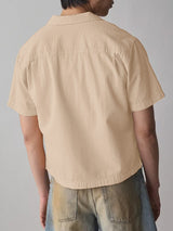 Mens Solid Color Textured Short-Sleeve Shirt SKUL11804