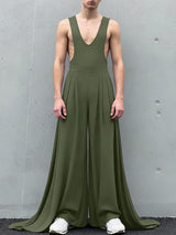 Men's Solid Color Loose Fit Jumpsuit SKUL53178
