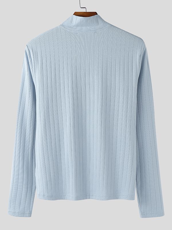 Men's Minimalist Rib Knit Long Sleeve Cardigan SKUL46574