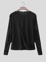 Men's Solid Color Deconstructed Long Sleeve T-Shirt SKUL23747