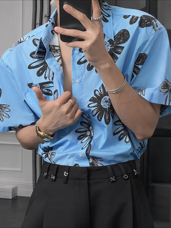 Men's Floral Print Short Sleeve Shirt SKUL38905