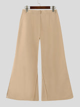 Mens Solid Snap Button Flared Pants SKUK17087