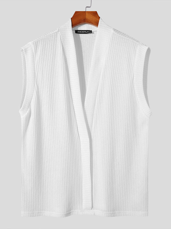 Mens Minimalist Striped Sleeveless Cardigan SKUK72728