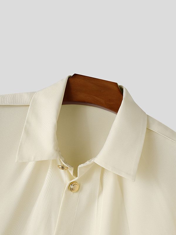 Men's Retro Party Puff Lantern Sleeve Shoulder Button Long Sleeve Lapel Collar Shirt SKUL77990