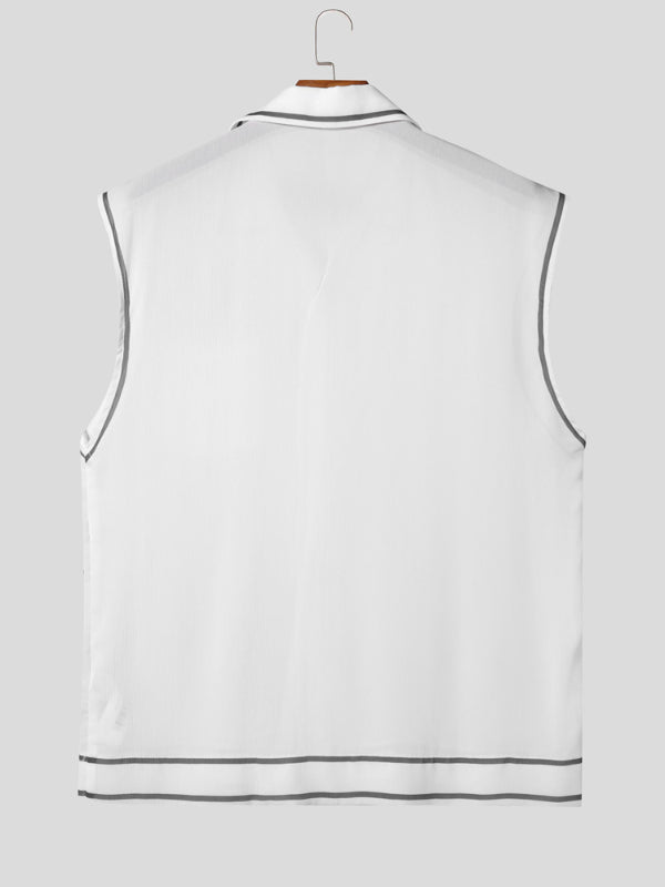Men's Outline Sheer Sleeveless Shirt SKUL17954